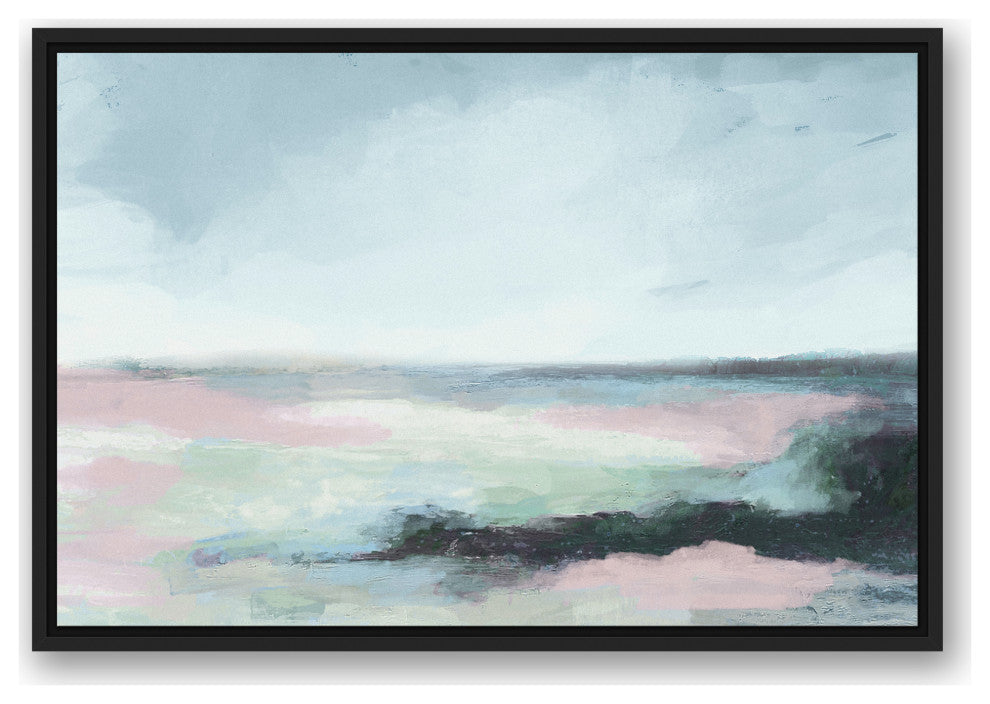 Soft Coastal Ocean Green 2 20x30 Black Floating Framed Canvas