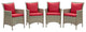 Conduit Outdoor Patio Wicker Rattan Dining Armchair Set of 4 - Light Gray Red