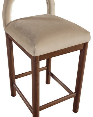 Conrad Upholstered Bar and Counter Stool, Beige, Velvet, Brown