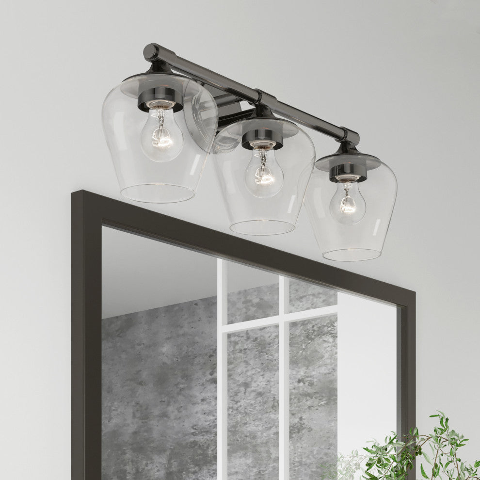 Willow 3 Light Black Chrome Vanity Sconce