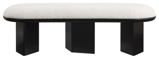 Wilshire Boucle Fabric Upholstered Bench, Cream, Black Finish