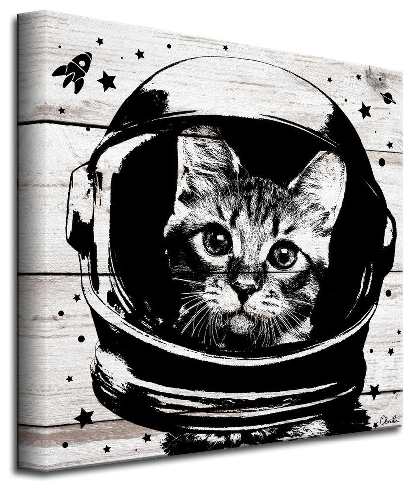 Ready2HangArt ''Space Cat'' Wrapped Canvas Animal Wall Art, 10"x10"