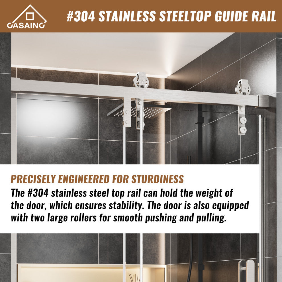 47-in to 48-in x 76-in Frameless Sliding Shower Door, Brushed Nickel
