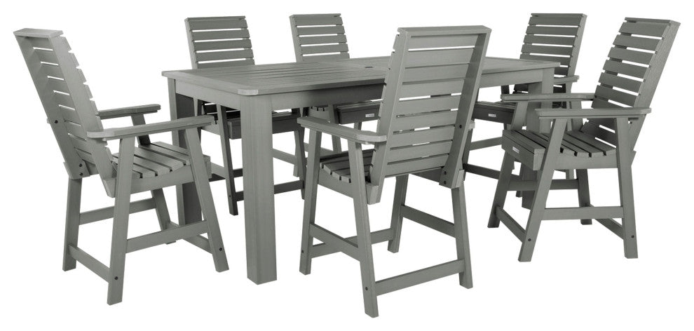 Weatherly 7-Piece Rectangle Counter-Height Dining Set, Coastal Teak