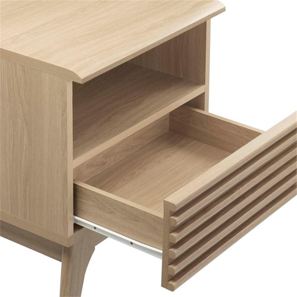 Modway Render Modern Particleboard Wood Nightstand - Oak Finish