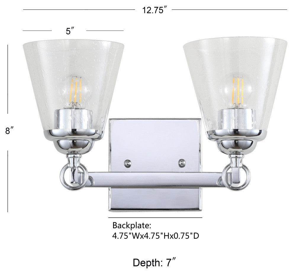 Marion Hurricane Metal, Glass Vanity Light, Chrome, 2-Light
