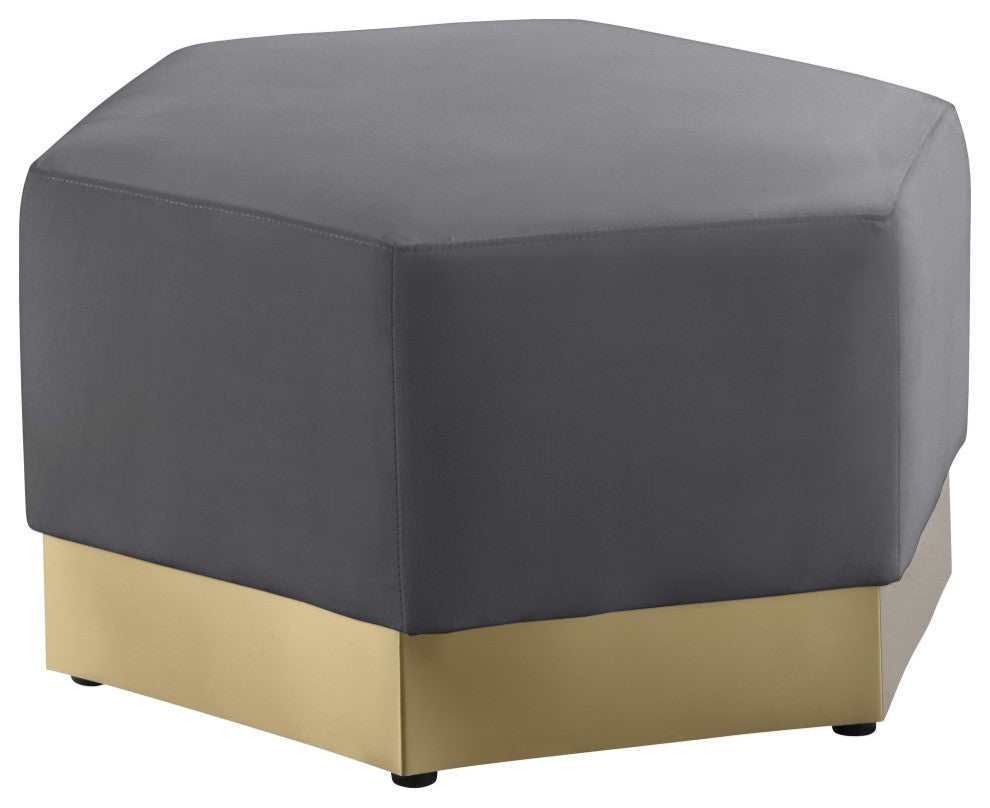 Marquis Velvet Upholstered Set, Gray, Ottoman