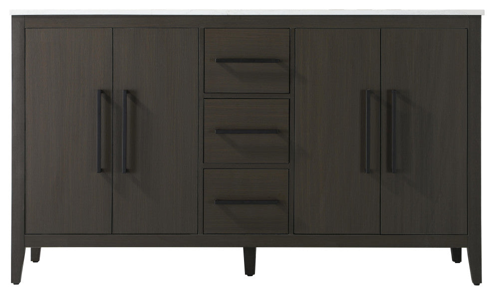 Home Living 60" Double Bathroom Vanity, Mocha Brown