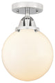Beacon Semi-Flush Mount, Polished Chrome, Matte White, Matte White