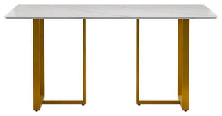 First of a Kind Oply Modern Dining Table, 63", White Sintered Stone Tabletop