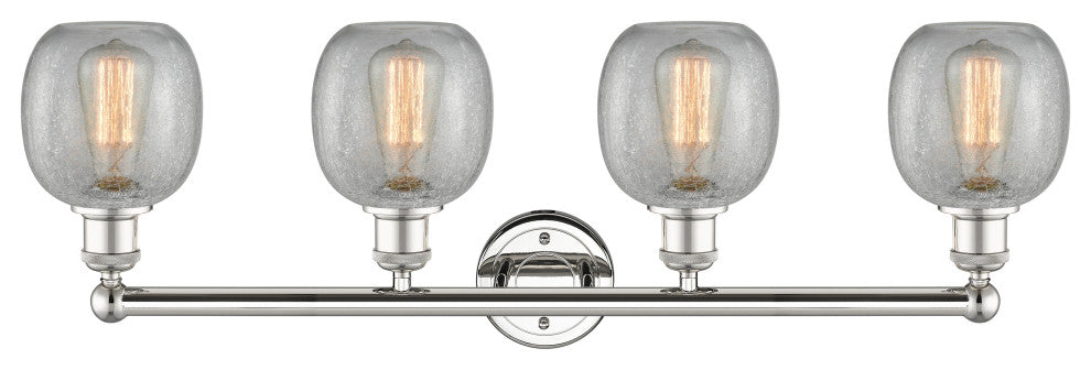 Belfast 4-Light 33" Bath Vanity Light, Polished Nickel, Clear Crackle