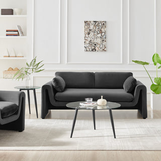 Danya B. Van Beuren Coffee and Side Table Set With Taper Legs, Black/Clear