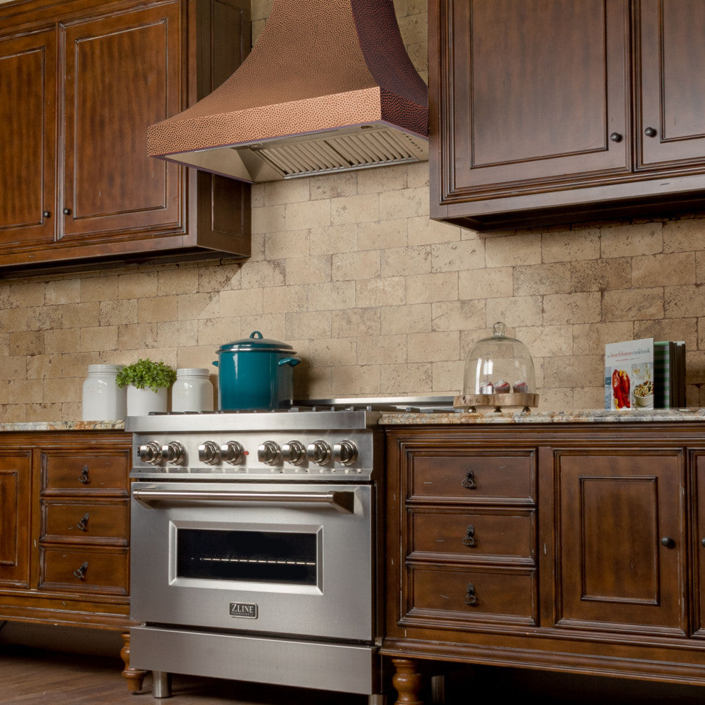 ZLINE 36" Designer Series Hand-HammeredCopper Finish Wall Range Hood, 8632H-36