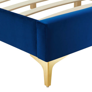 Sutton Full Performance Velvet Bed Frame-Navy
