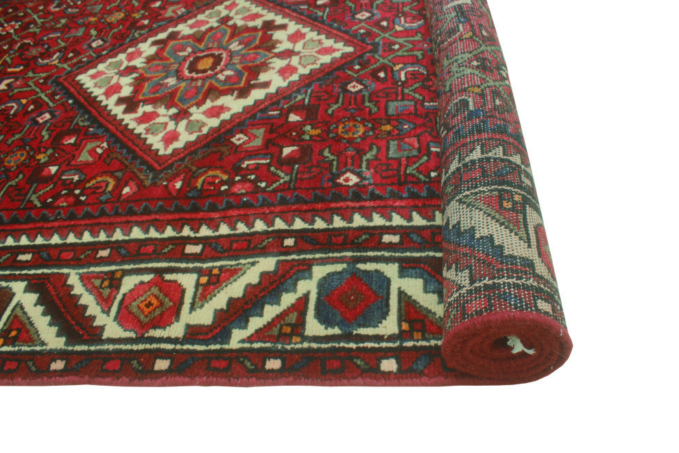 Fine Vintage Distressed Nahid Red/Ivory Runner, 3'11 x 9'11