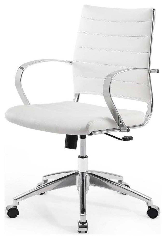 Computer Work Desk Chair, Faux Leather, White, Modern, Home Business Office