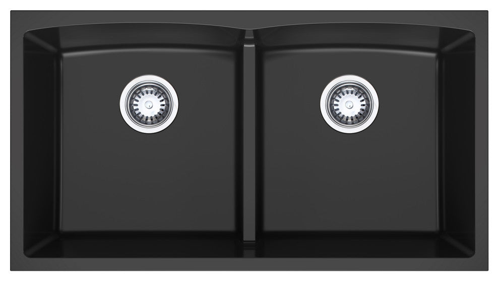 HIGOLD Double Bowl Undermount Kitchen Sink, Black