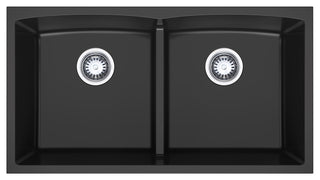 HIGOLD Double Bowl Undermount Kitchen Sink, Black