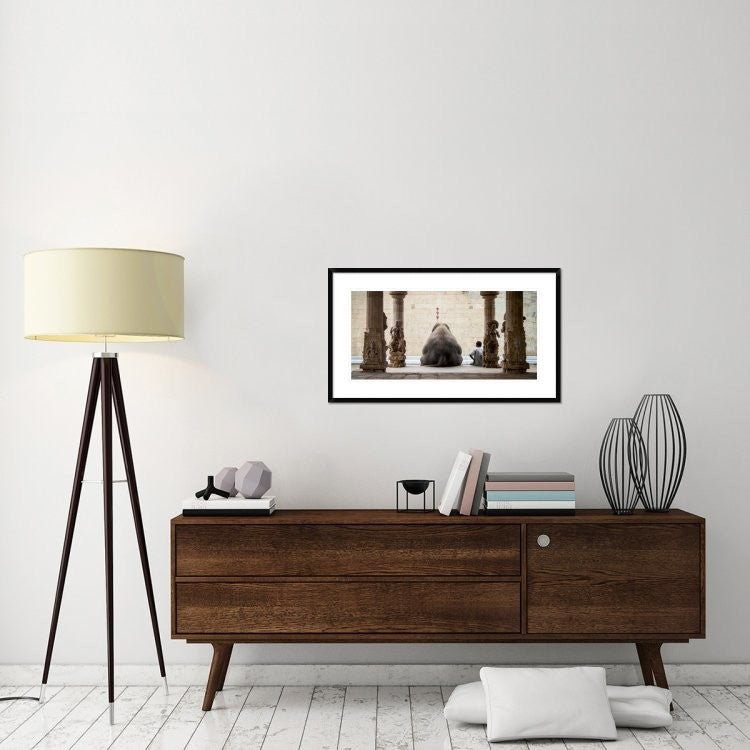 "The Elephant and Its Mahot" Framed Digital Print by Ruhan, 38x22"