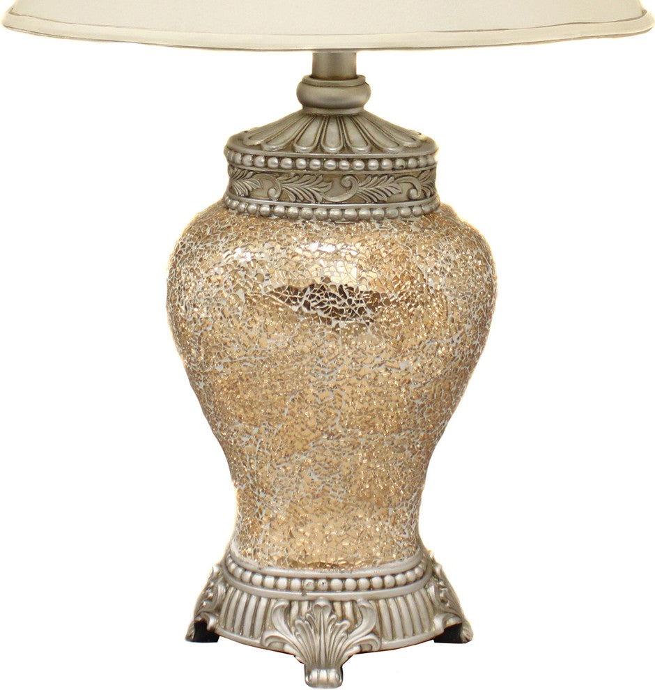 Urban Designs Handcrafted Gatsby Cracked Glass Mosaic Table Lamp