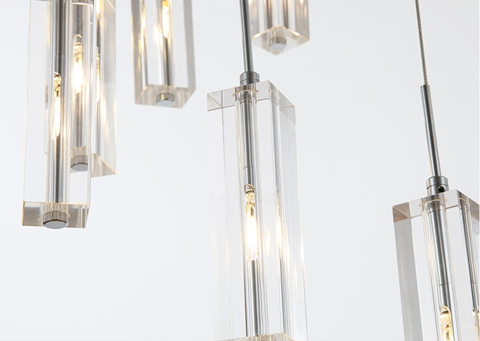 Cannes | Staircase Pendant Crystal Long Light Fixture, 12 Lights
