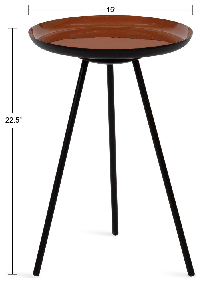 Laranya Round Metal Side Table, Red/Black 15x15x22.5