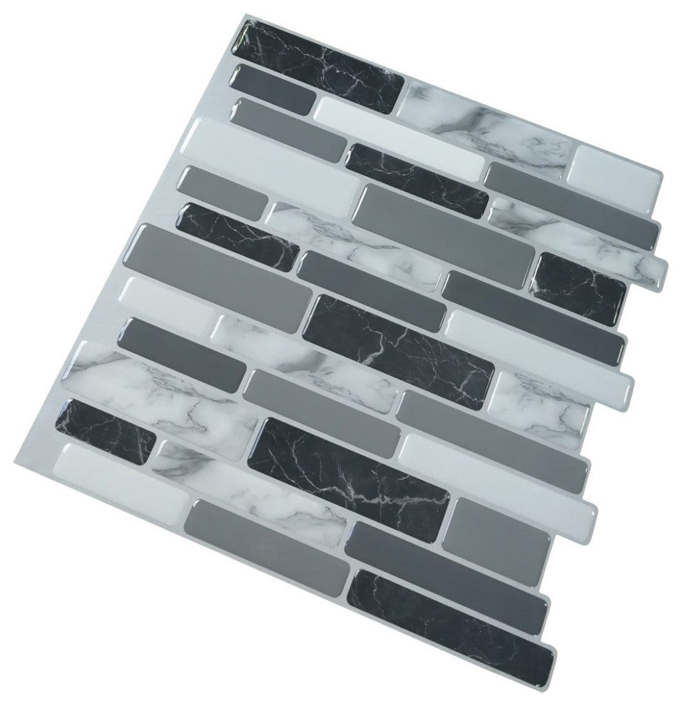 12"x12" Peel and Stick Kitchen Backsplash Wall Tiles, Set of 10