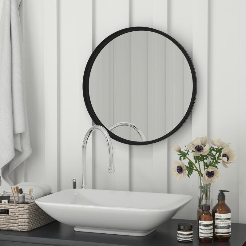 Jennifer Metal Framed Wall Mirror, Black, 30"