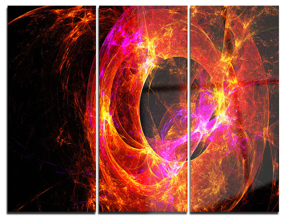 "Far Spherical Galaxy Red" Digital Metal Wall Art, 3 Panels, 36"x28"