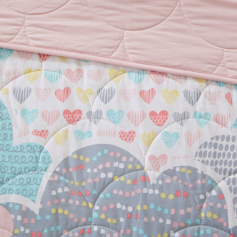 Kids Cotton Comforter/Duvet Cover/Coverlet Set, Pink, Full/Queen, Coverlet