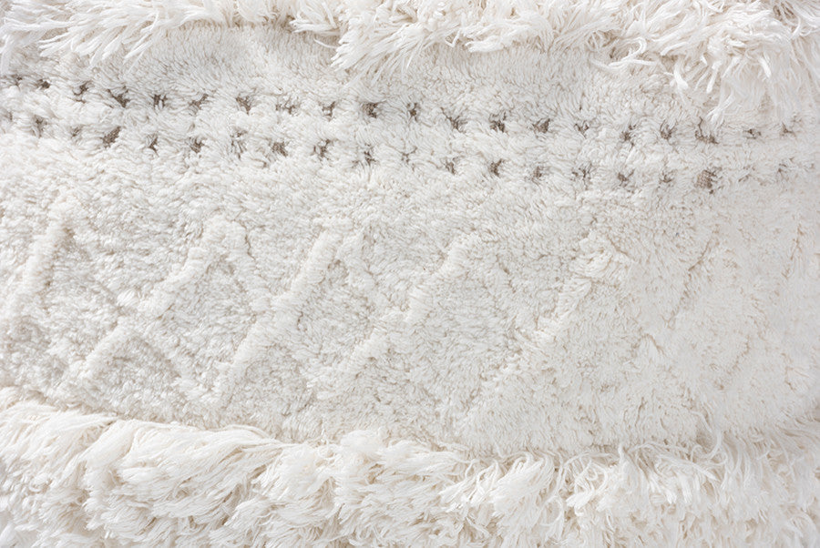 Cassandra Moroccan Ivory Handwoven Pouf Ottoman