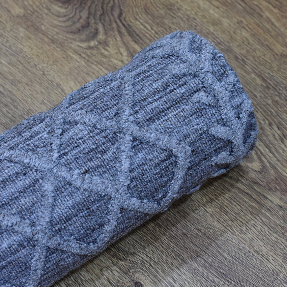 HAND WOVEN FLAT WEAVE KILIM POLYESTER AREA RUGS -Rectangle,Dark Gray,Geometric, [Rectangle] 3'x5'