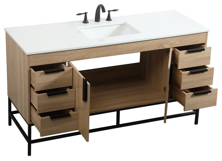 Home Living 22" Modern Mango Wood-Light Bathroom Vanity