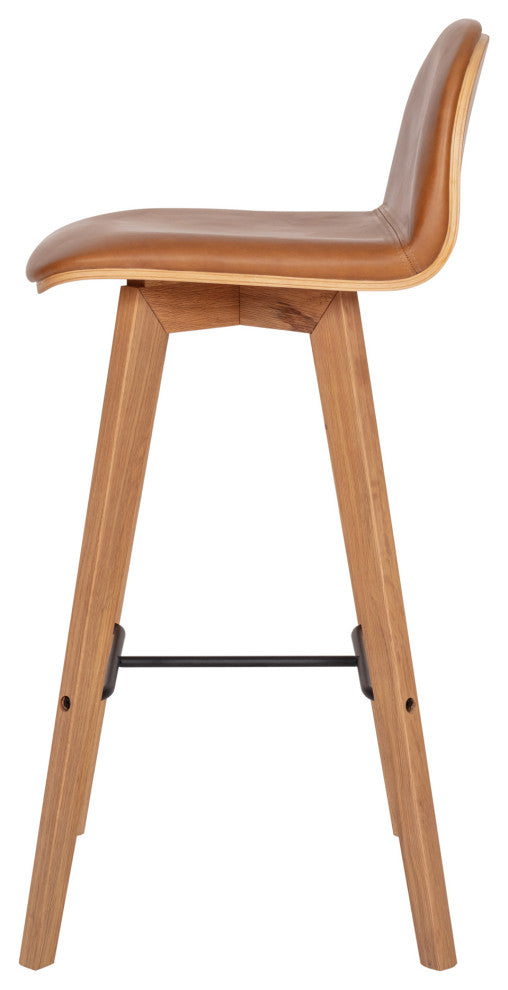 Scandinavian Napoli Leather Barstool Tan - Brown