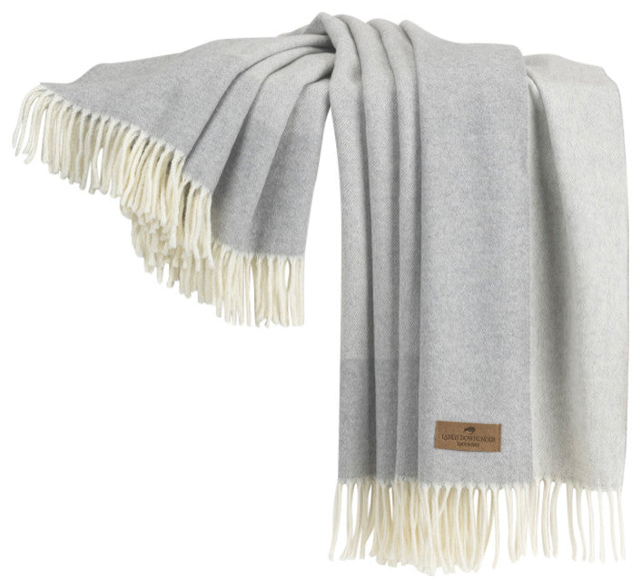 Italian Border Herringbone Throw, Light Gray