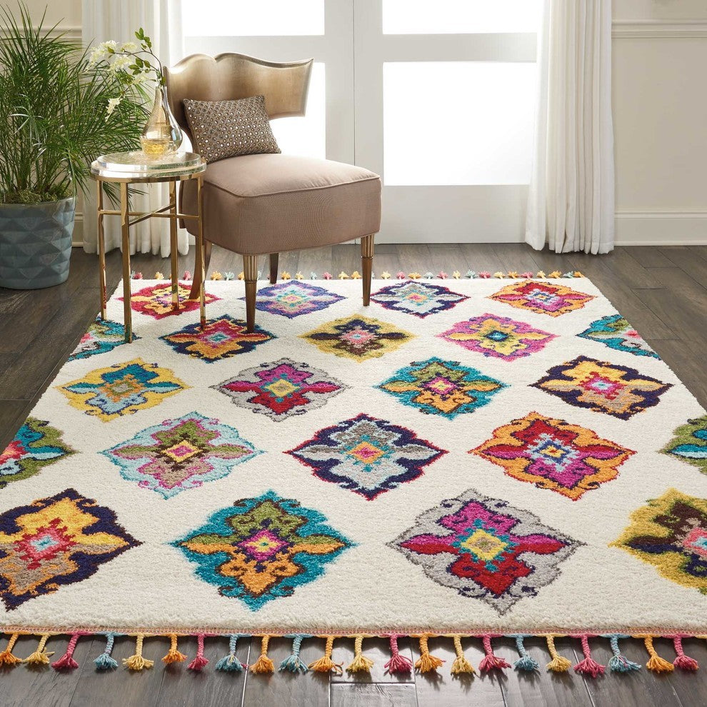 Nourison Moroccan Casbah Ivory/Multicolor Area Rug, 3'11"x6'