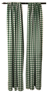 LA Linen Polyester Gingham Checkered Backdrops, Hunter Green, 58"x96", Set of 2