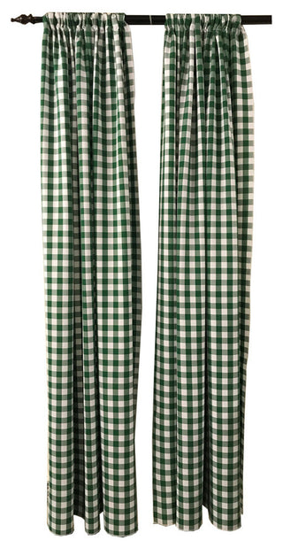 LA Linen Polyester Gingham Checkered Backdrops, Hunter Green, 58"x96", Set of 2