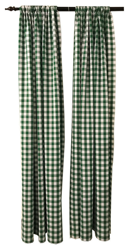 LA Linen Polyester Gingham Checkered Backdrops, Hunter Green, 58"x96", Set of 2