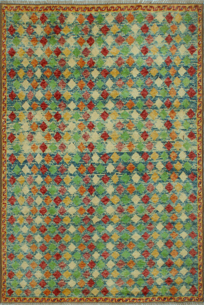 Balochi Kathlene Red/Green Rug, 4'0x6'0