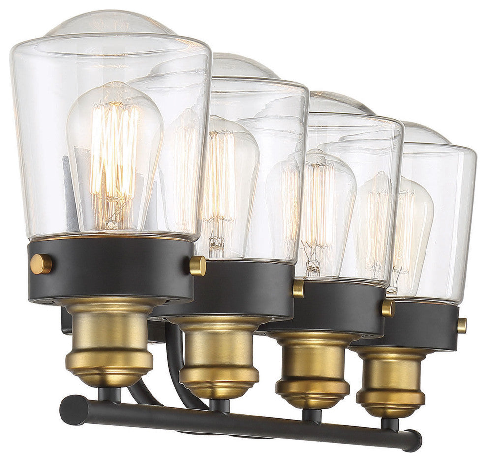 Macauley Vintage Black With Warm Brass, 4-Light Bath