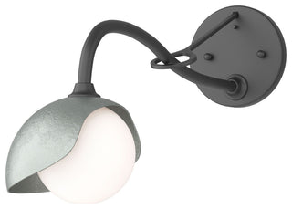 Brooklyn 1-Light Single Shade Sconce, Black, Vintage Platinum, Opal Glass