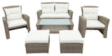 Gewnee Outdoor Conversation Set All Weather Wicker Sectional Sofa, Beige