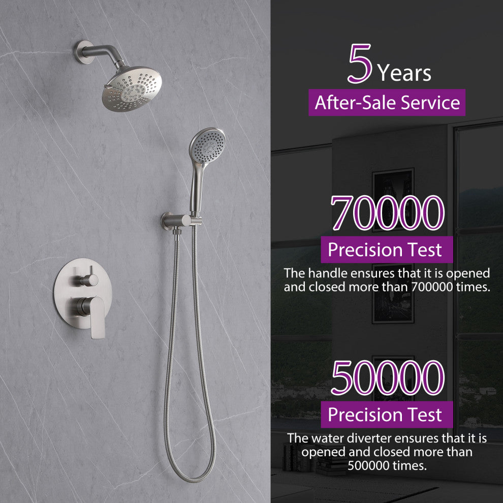Pressure Balanced Shower Faucet with 3-Setting Handheld Shower, Brushed Nickel