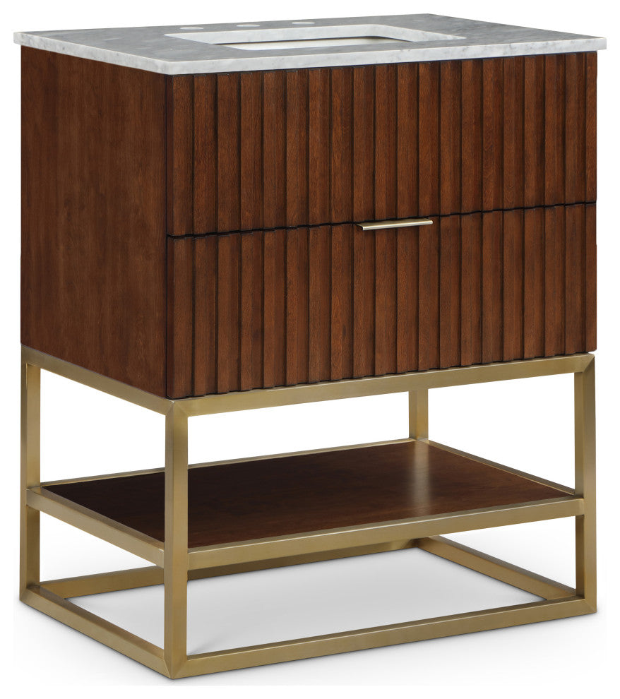 Monad Bathroom Vanity, Walnut, 30" Wide