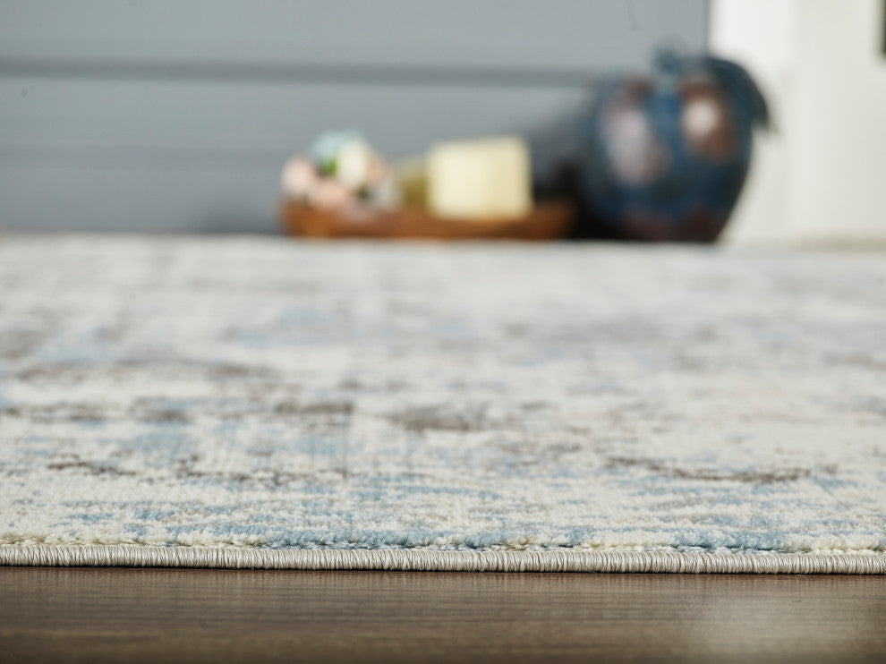Abani Urbana URB130A Bohemian Distressed Silver and Light Blue Area Rug