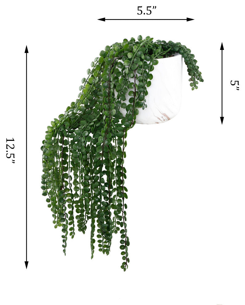 17.5" String Of Peas In 4.75" Marble Gold Finish Cement