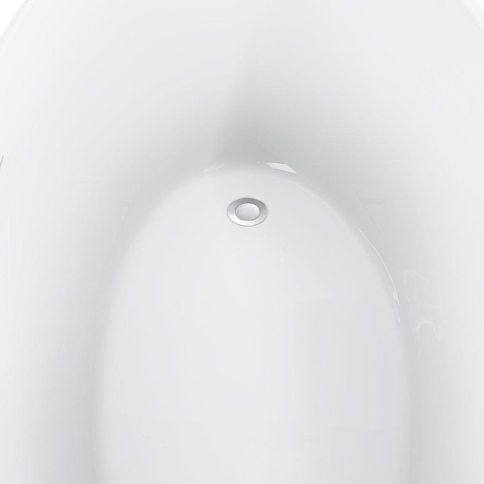 Acrylic Single Slipper Flatbottom Soaking Bathtub in White, 59" X 29"