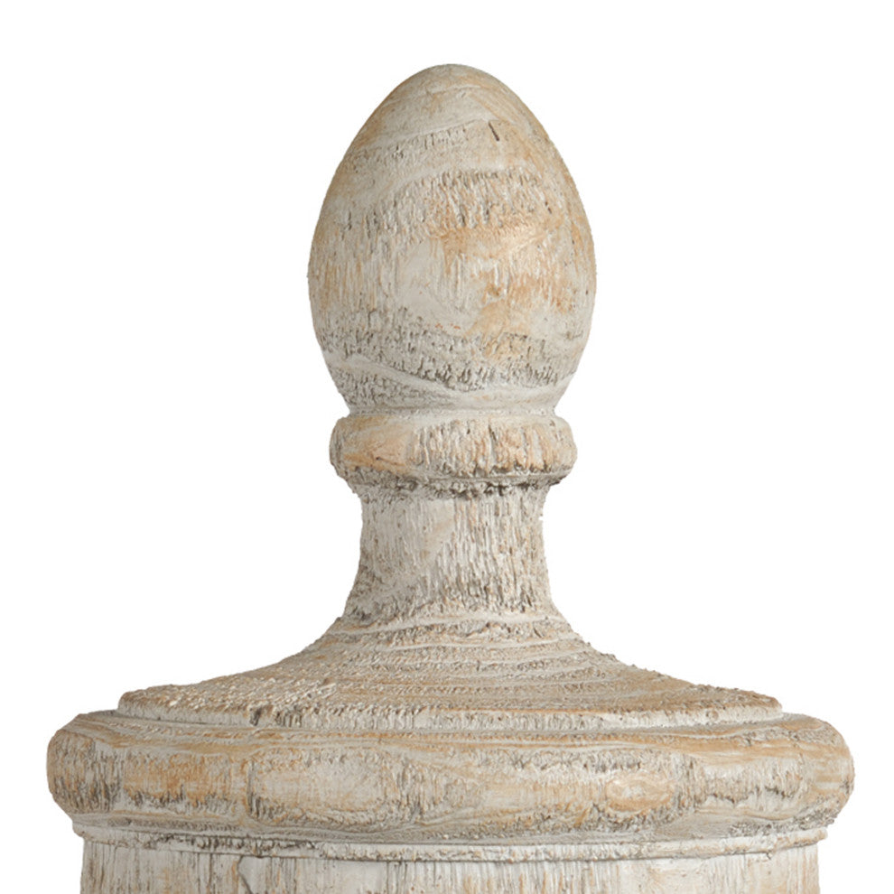 Benzara BM285582 22" Accent Decor Statuette, Turned Finial Design, Off White