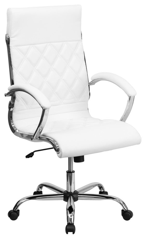 High Back Designer White Leather Executive Swivel Chair